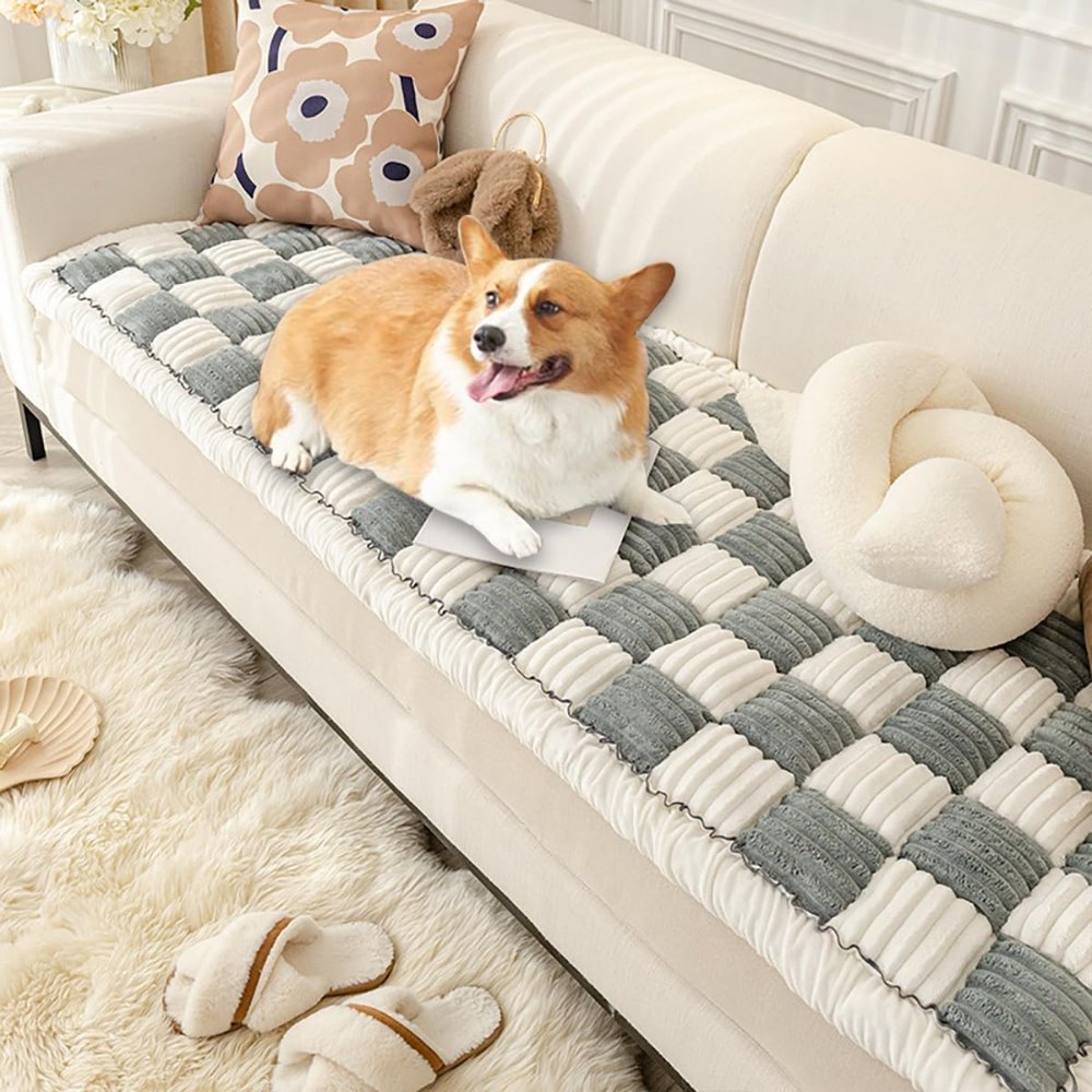 Fuzzy Cream • Colored Dog Sofa Cover - Dog Sofa Cover - BowLift