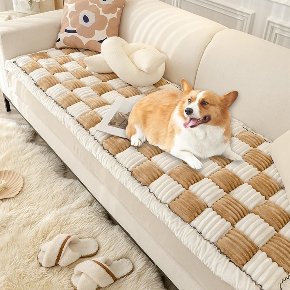 Fuzzy Cream • Colored Dog Sofa Cover - Dog Sofa Cover - BowLift