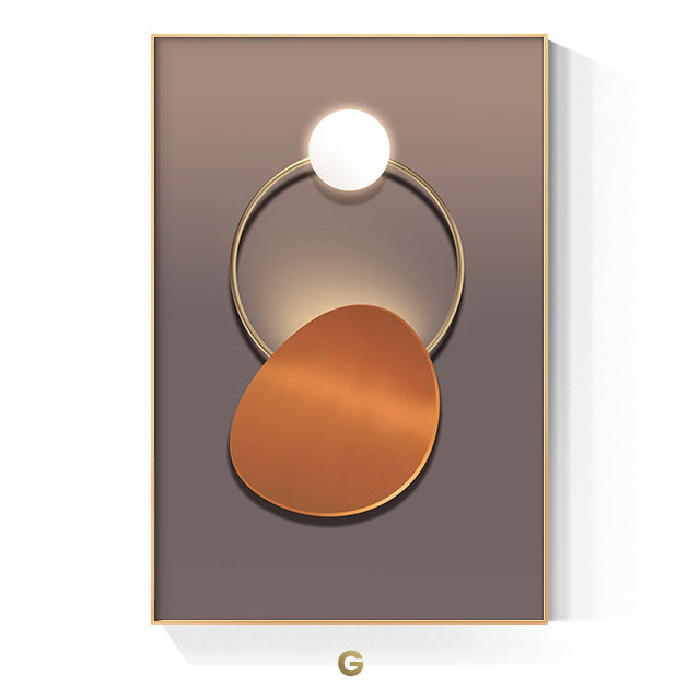 Golden Ring Modern Aesthetics Abstract Wall Art Fine Art Canvas Prints Geometric Pictures For Luxury Living Room Dining Room, Home Office Decor | Bowlift