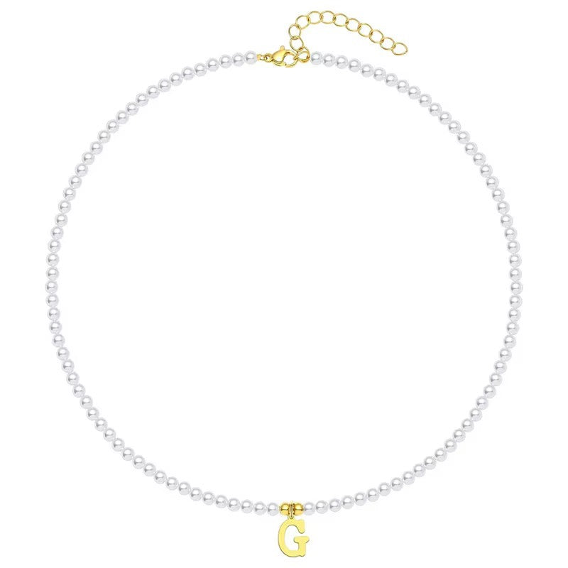 BowLift | Elegant Gold Accented Pearl Letter Initial Necklace