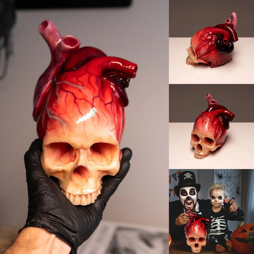 BowLift | SpookyHeart Realistic Halloween Heart-Shaped Skull Sculpture