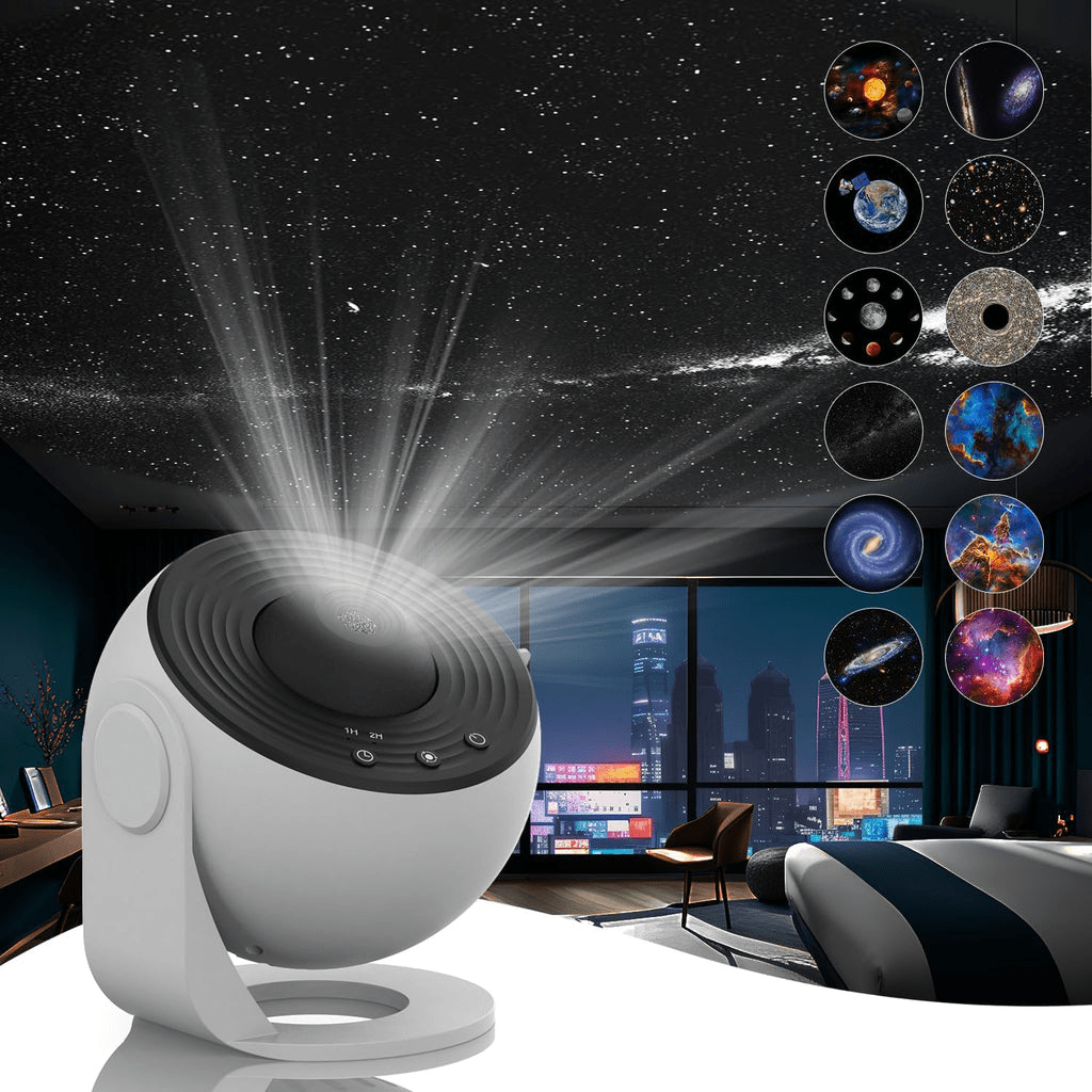 BowLift | CELESTICAST – HD Star Projector with 13 Galaxy Discs & Timer Function