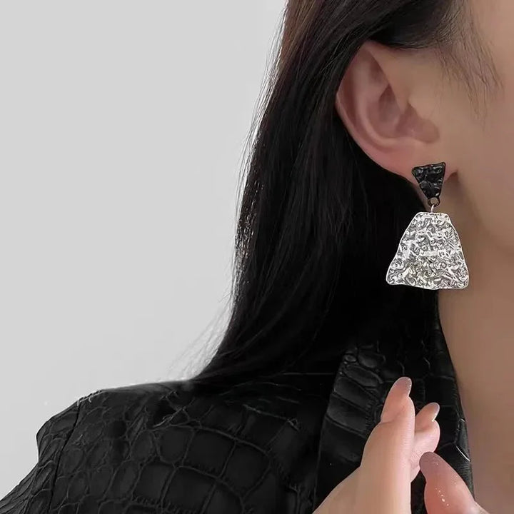 BowLift | Geometric Textured Black and White Earrings