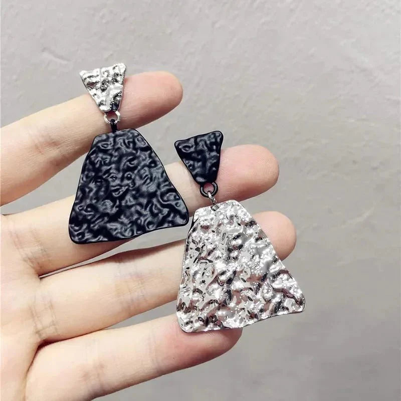 BowLift | Geometric Textured Black and White Earrings