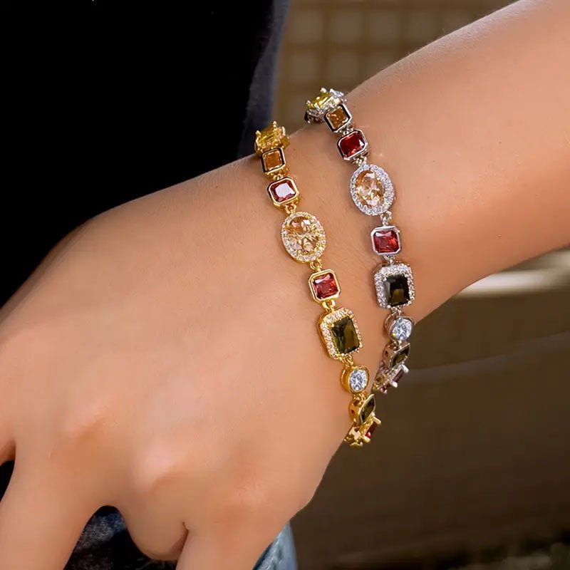 BowLift | Geometric Zircon Jewelry Set – Modern Gold-Plated Necklace & Earrings