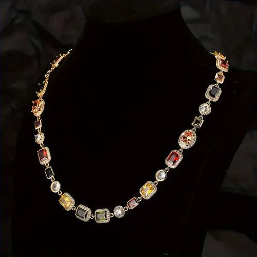 BowLift | Geometric Zircon Jewelry Set – Modern Gold-Plated Necklace & Earrings