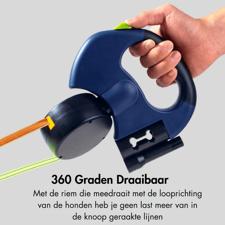 BowLift | DuoLeash Double Dog Leash – Retractable & Knot-free With Flashlight