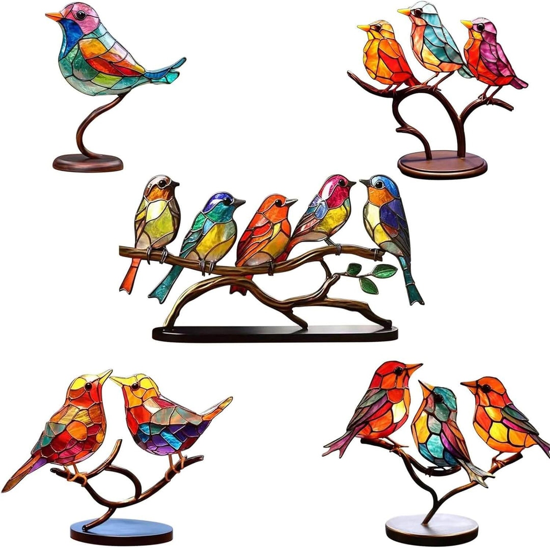 ElegantAviary | Colorful Birds on Branch Desk Ornaments Bowlift