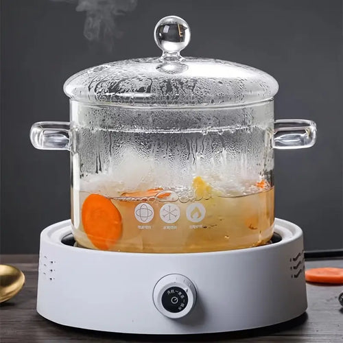 KookZicht Glasso – Transparent Glass Cooking Pot with Handles (1360 ml) | Bowlift