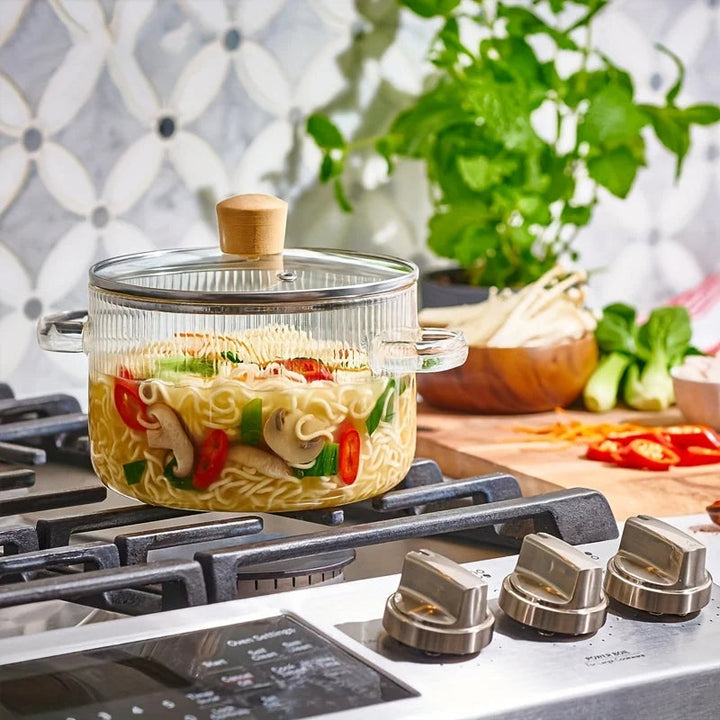 Glass Cooking Pot With Lid Heat-Resistant Borosilicate Glass Pot | Bowlift