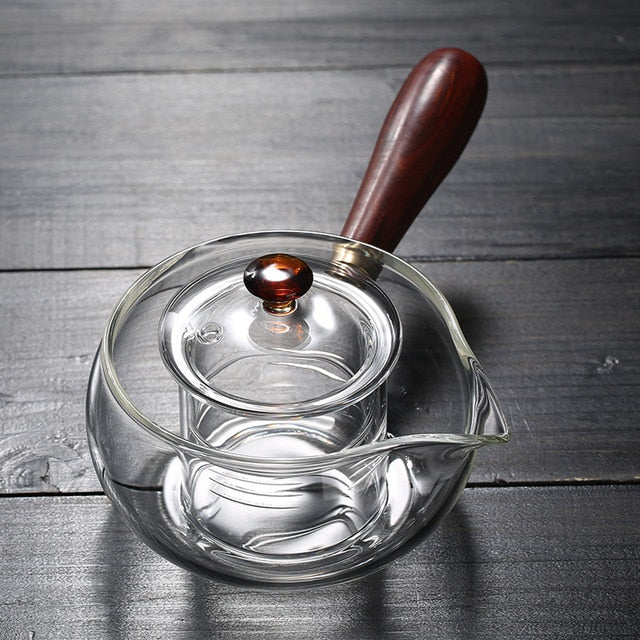 Glass Pot Filter Wood Handle Tea Ceremony Transparent Teawear Sets | Bowlift
