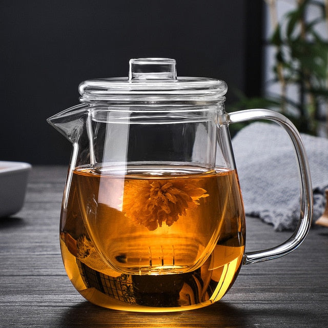 Glass Pot Filter Wood Handle Tea Ceremony Transparent Teawear Sets | Bowlift