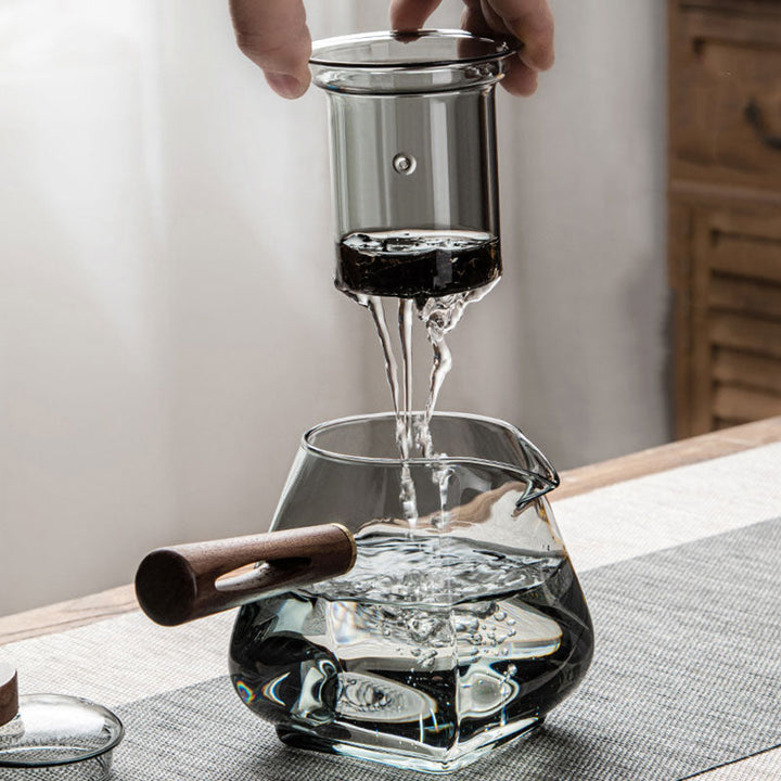 Glass Pot Filter Wood Handle Tea Ceremony Transparent Teawear Sets | Bowlift