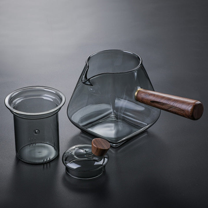 Glass Pot Filter Wood Handle Tea Ceremony Transparent Teawear Sets | Bowlift