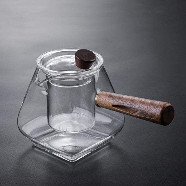 Glass Pot Filter Wood Handle Tea Ceremony Transparent Teawear Sets | Bowlift