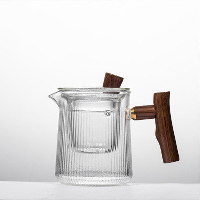 Glass Teapot Wood Handle Tea Ceremony Transparent Set Cup | Bowlift
