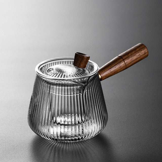 Glass Teapot Wood Handle Tea Ceremony Transparent Set Cup | Bowlift