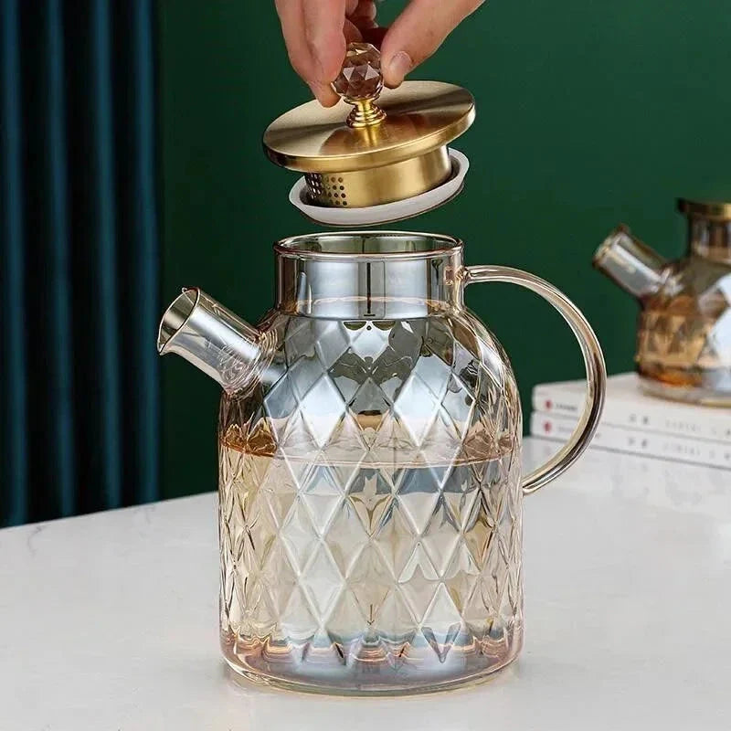 Glass Water Bottles Amber Color Home Flower Teapot Kettle Thermal Pot | Bowlift