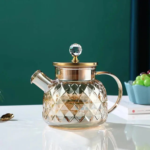 Glass Water Bottles Amber Color Home Flower Teapot Kettle Thermal Pot | Bowlift