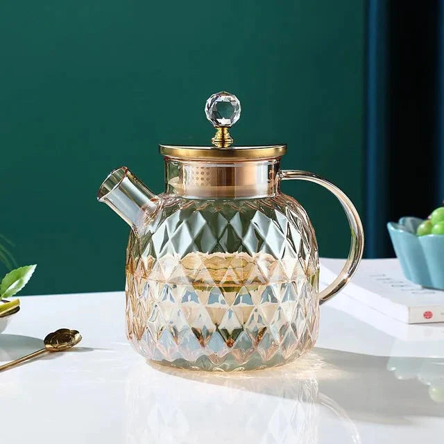 Glass Water Bottles Amber Color Home Flower Teapot Kettle Thermal Pot | Bowlift