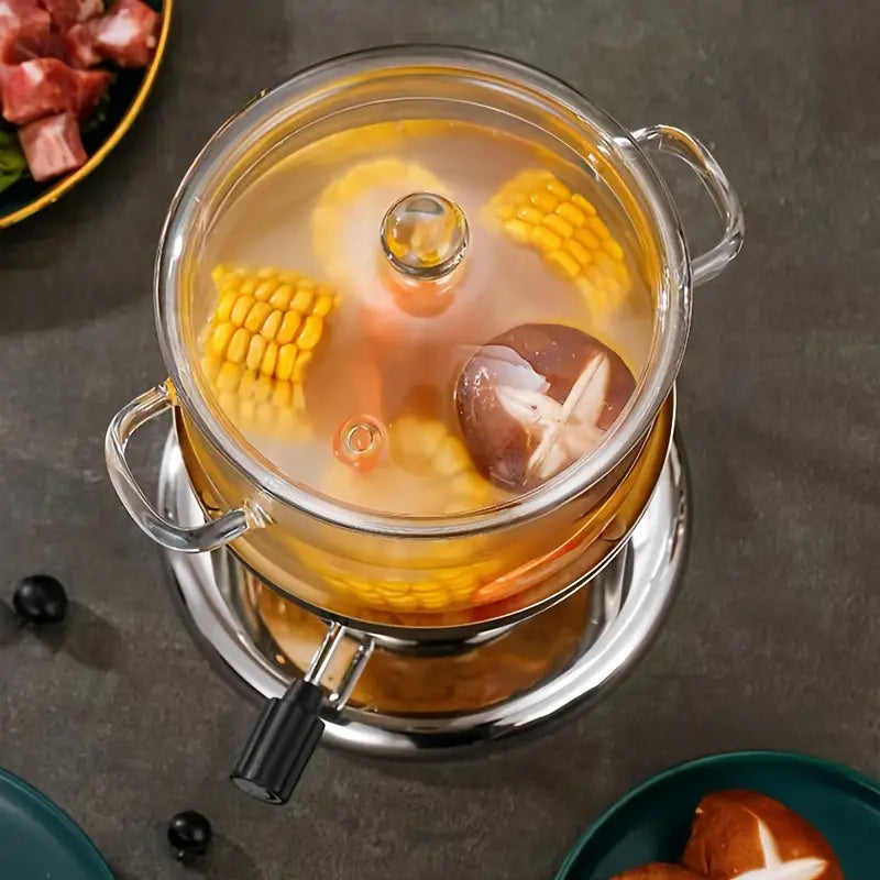 KookZicht Glasso – Transparent Glass Cooking Pot with Handles (1360 ml) | Bowlift