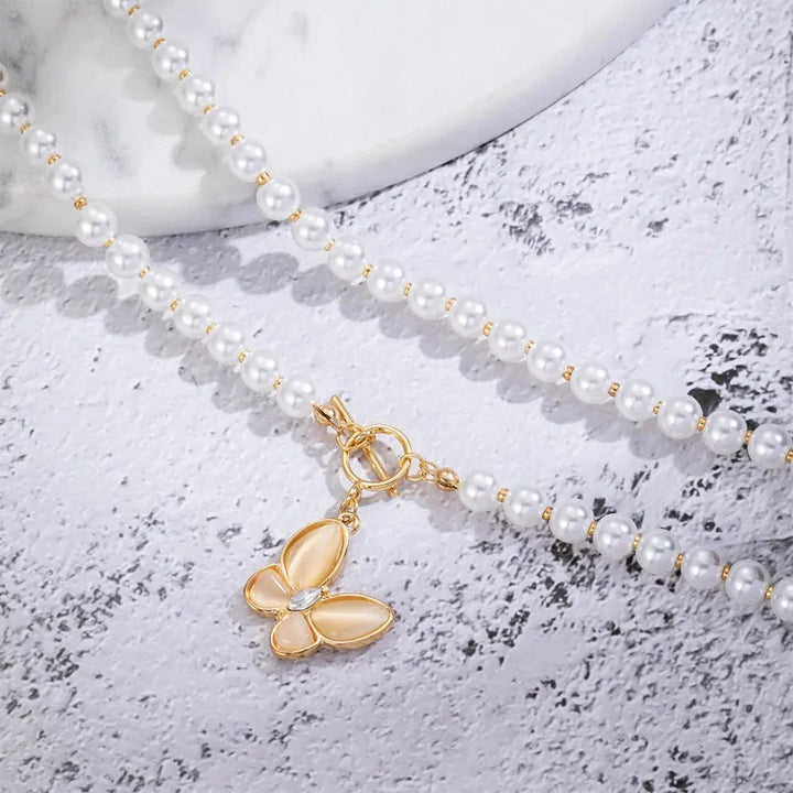 BowLift | Gold Crystal Butterfly Clasp Choker Necklace