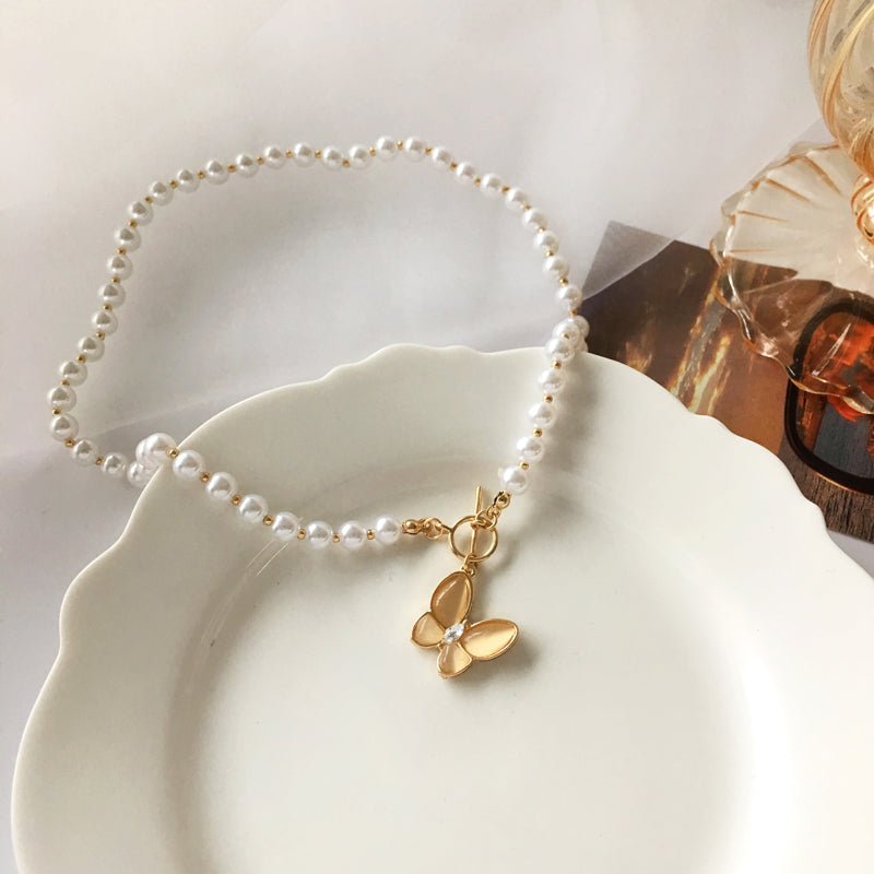 BowLift | Gold Crystal Butterfly Clasp Choker Necklace
