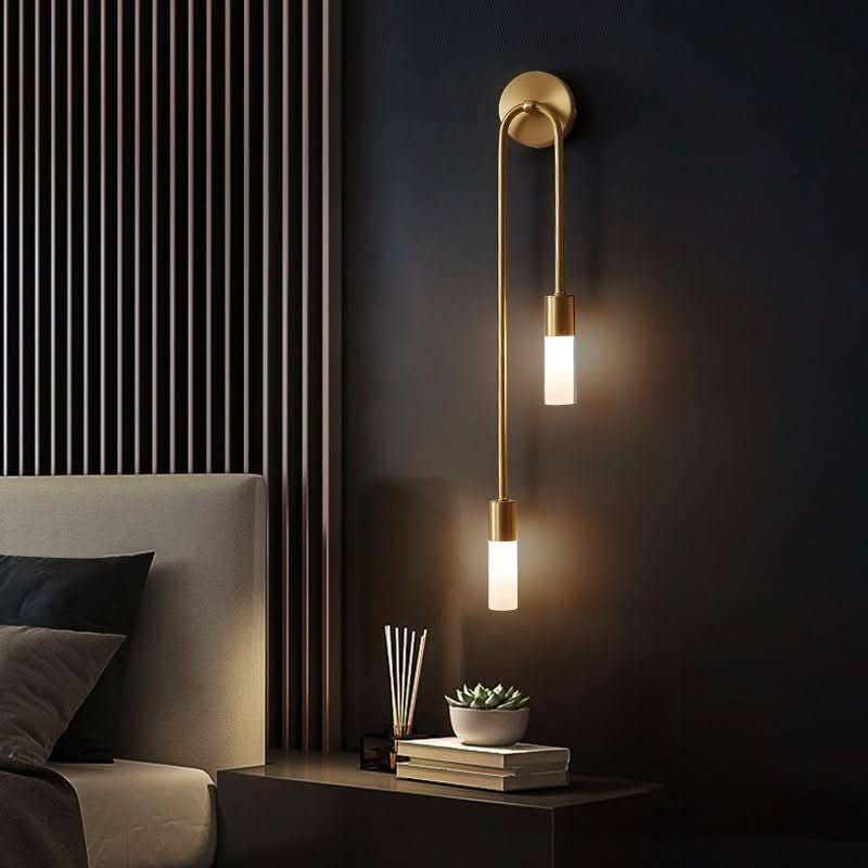 BowLift | Modern Gold Wall Sconce – Dual Frosted Glass Lights