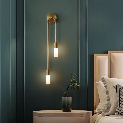 BowLift | Modern Gold Wall Sconce – Dual Frosted Glass Lights