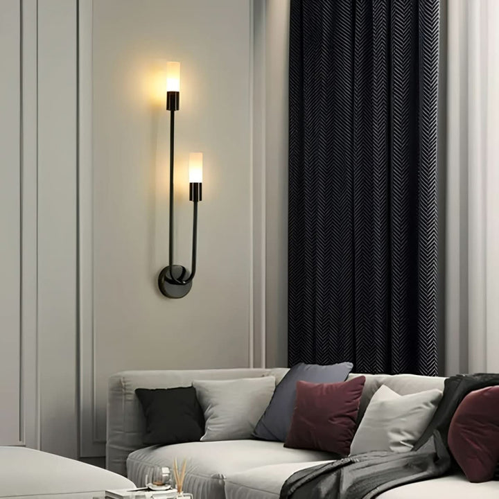 BowLift | Modern Gold Wall Sconce – Dual Frosted Glass Lights