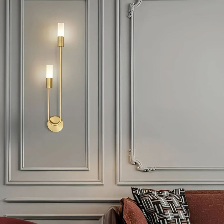 BowLift | Modern Gold Wall Sconce – Dual Frosted Glass Lights