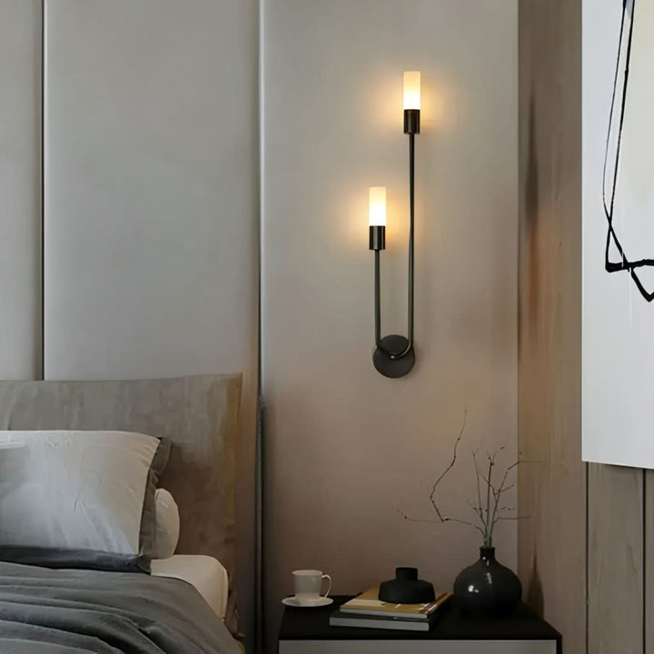 BowLift | Modern Gold Wall Sconce – Dual Frosted Glass Lights