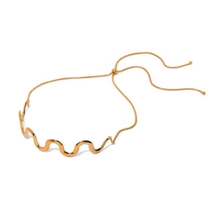 BowLift | Gold Wavy Statement Bracelet and Necklace