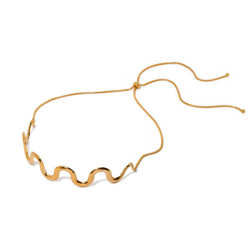 BowLift | Gold Wavy Statement Bracelet and Necklace