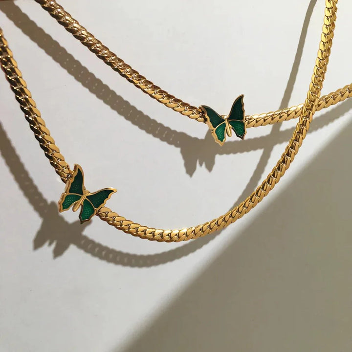 BowLift | Golden Herringbone Butterfly Choker Necklace