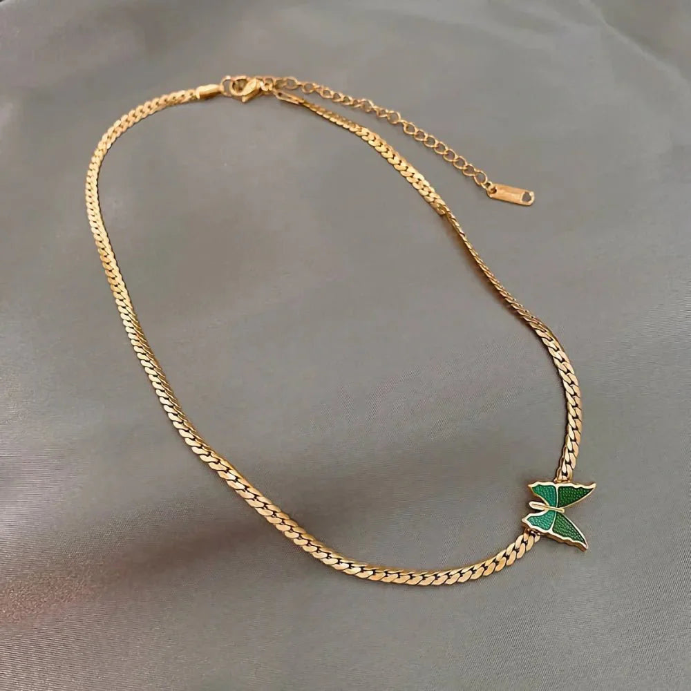 BowLift | Golden Herringbone Butterfly Choker Necklace