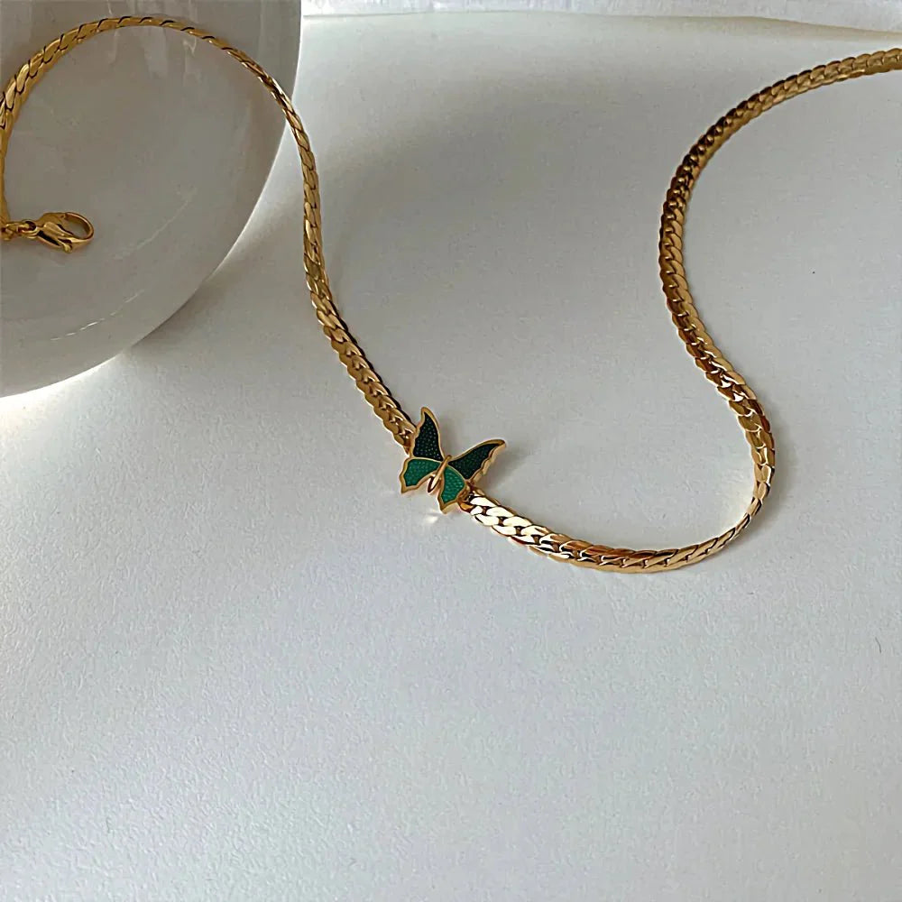 BowLift | Golden Herringbone Butterfly Choker Necklace