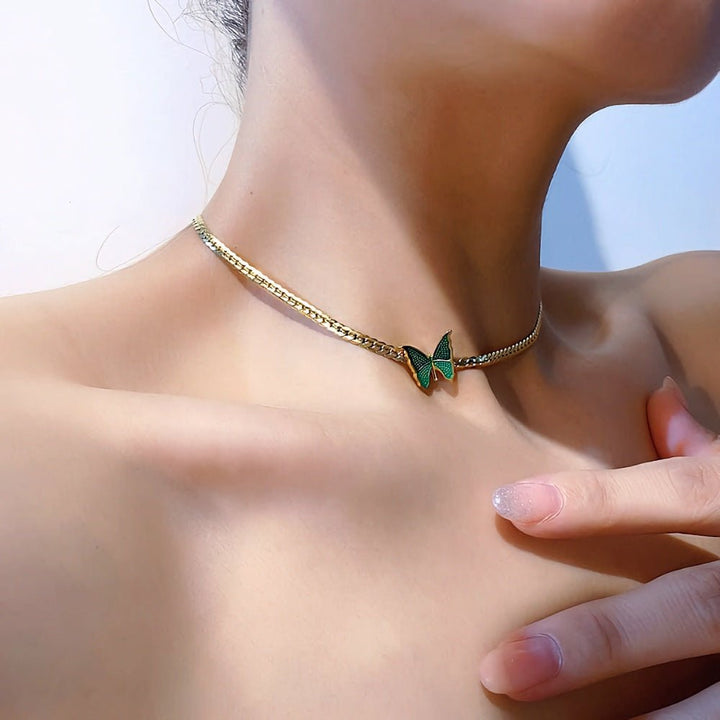BowLift | Golden Herringbone Butterfly Choker Necklace
