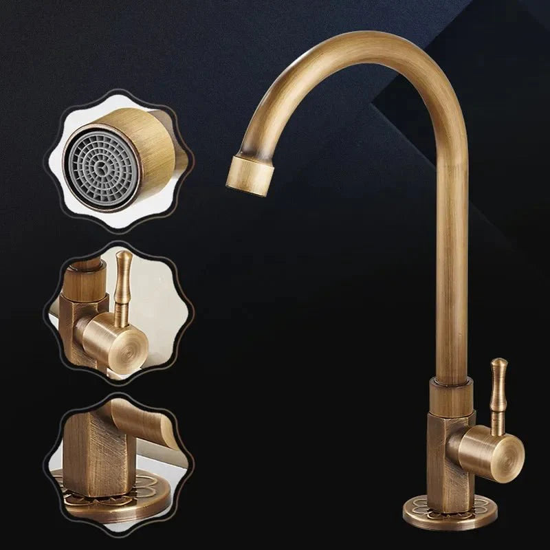 BowLift | Aethel Tap – 300 mm High Spout in Elegant Antique Brass