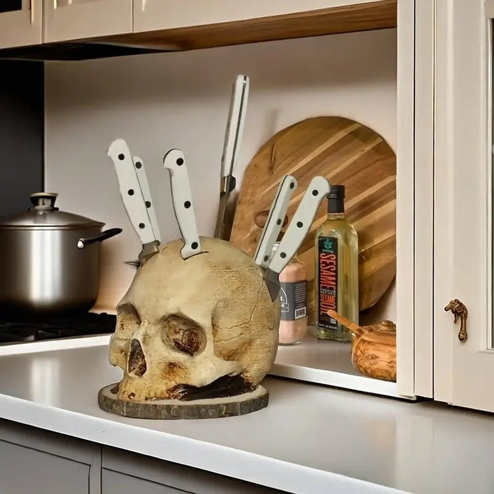 BowLift | Gothic Skull – Handmade Knife Holder for Dark Kitchen Aesthetics