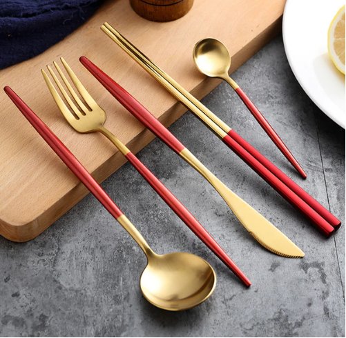 BowLift | Golden & Silver 24-Piece Cutlery Set for Luxury Dining