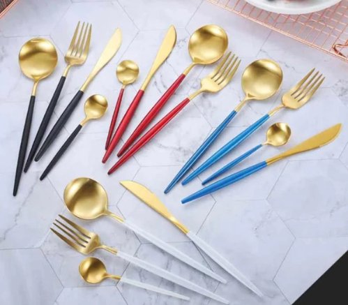 BowLift | Golden & Silver 24-Piece Cutlery Set for Luxury Dining