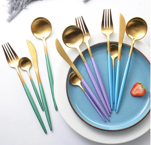 BowLift | Golden & Silver 24-Piece Cutlery Set for Luxury Dining