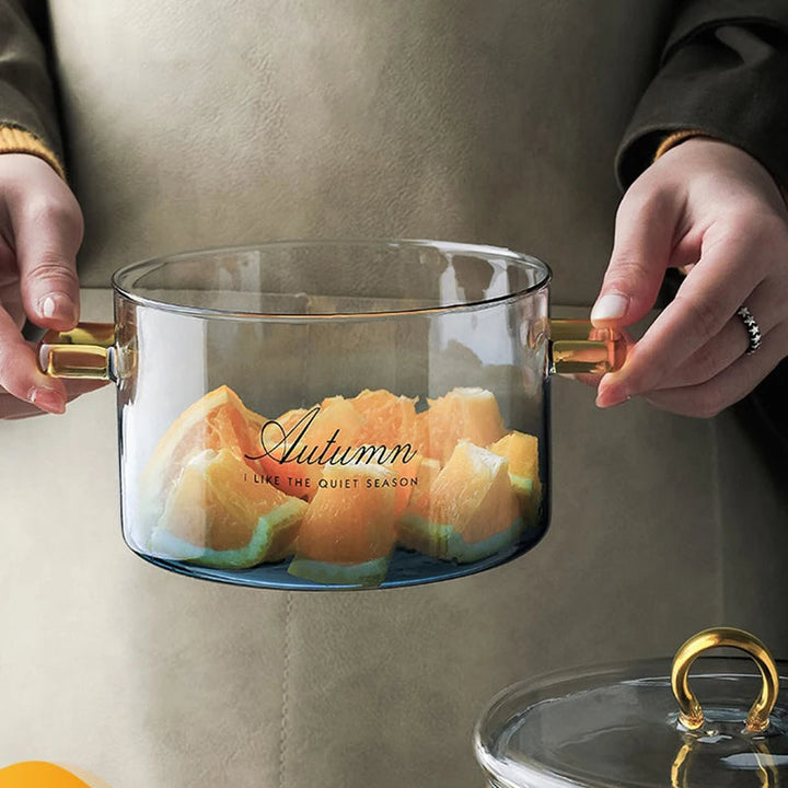Gradient Color Glass Saucepan Pot With Cover Heat-resistant Casserole | Bowlift
