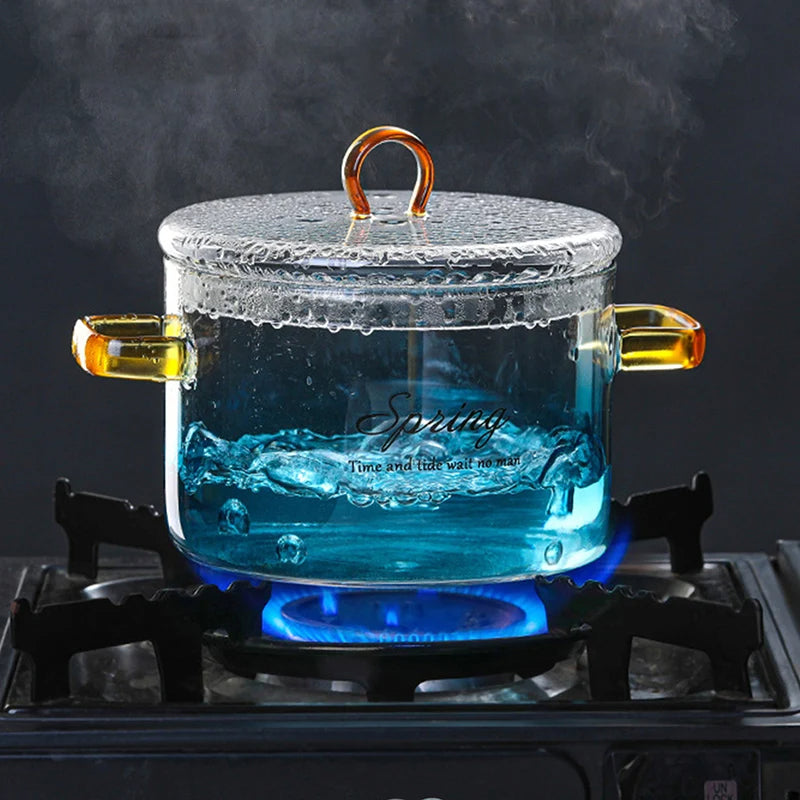 Gradient Color Glass Saucepan Pot With Cover Heat-resistant Casserole | Bowlift