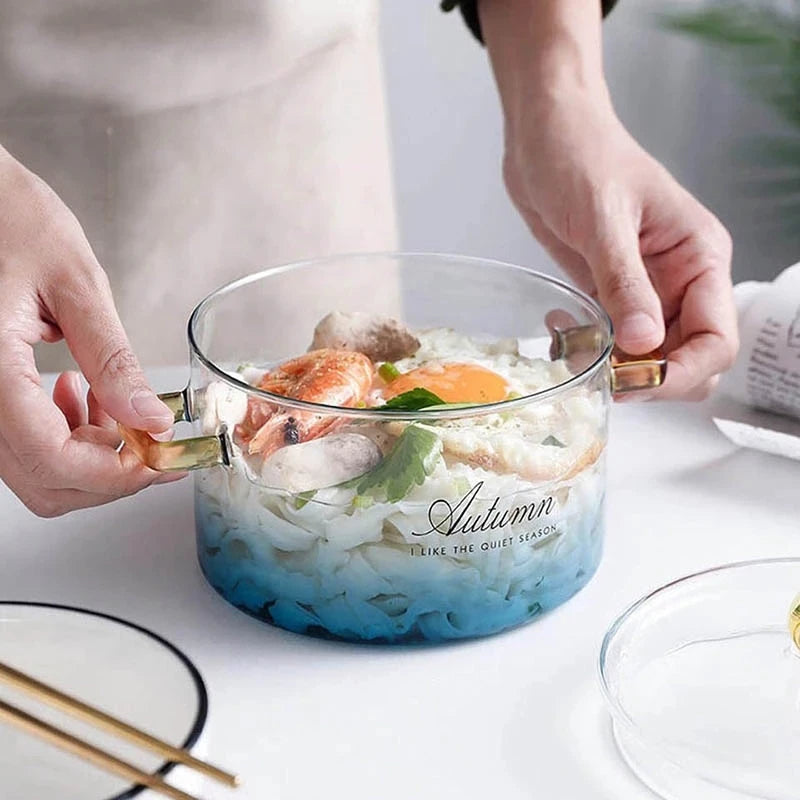 Gradient Color Glass Saucepan Pot With Cover Heat-resistant Casserole | Bowlift