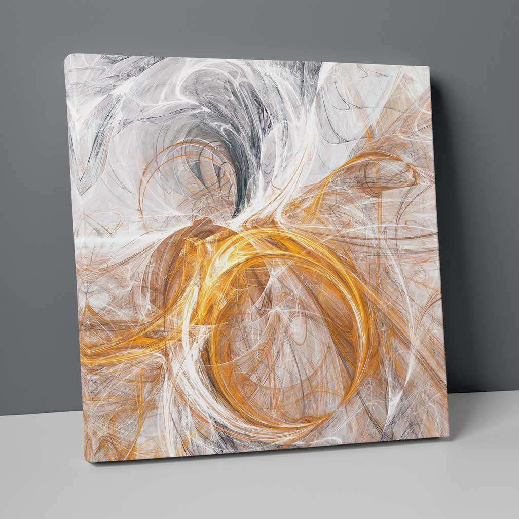 Abstract Fractal Gray Yellow White No. 2 Print on Canvas | Bowlift