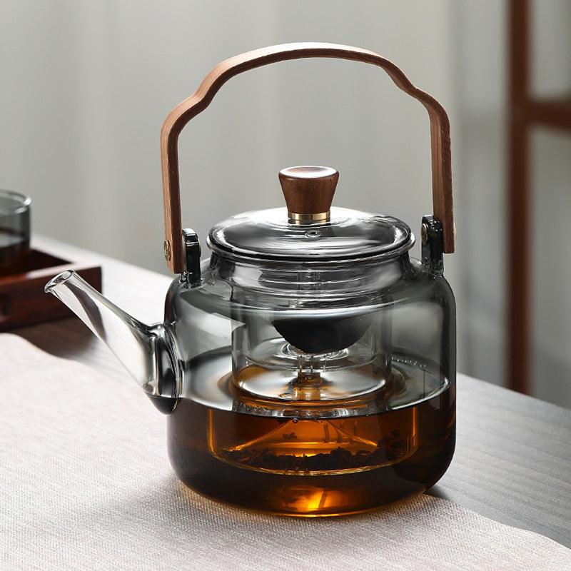 BowLift | Serenya – Smoked Glass & Wood Tea Infuser | Elegant Teaware for Loose Leaf Brewing