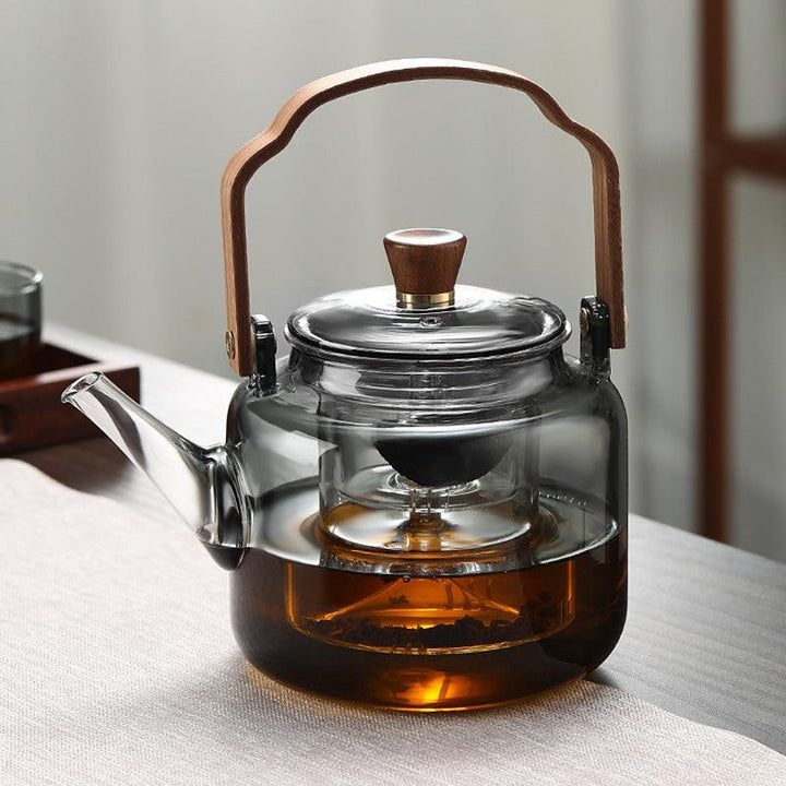 BowLift | Serenya – Smoked Glass & Wood Tea Infuser | Elegant Teaware for Loose Leaf Brewing