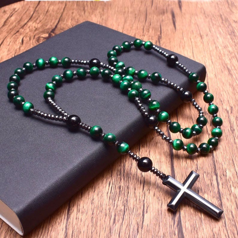 BowLift | Orion Spiritual Necklace with Tiger Eye & Lapis Lazuli – Men's Rosary